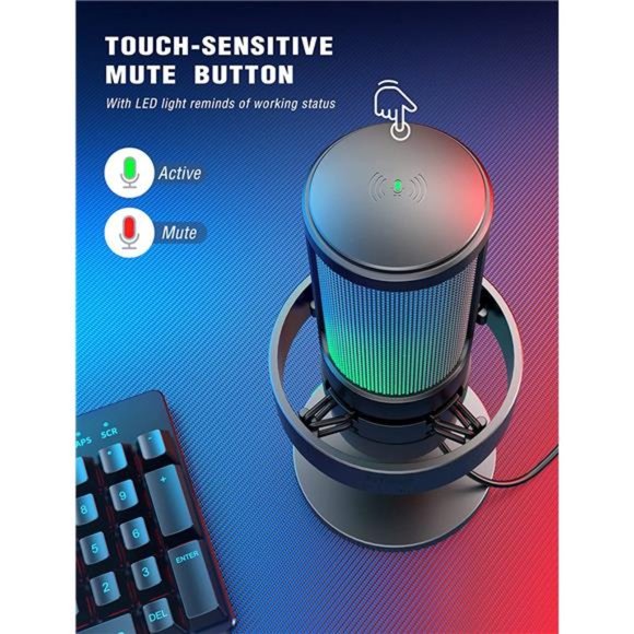 Gaming Microphone for Streaming, Podcasts, Condenser Computer Desktop Mic - Picture 5 of 5